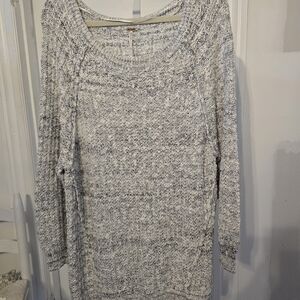 Free People Gray Marled Scoop-Neck Knit Sweater
